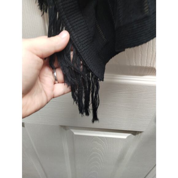Chico's Additions Size S (0) Black All-Over Eyelet Fringe Open Front Cardigan - Picture 4 of 5